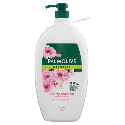 Palmolive Naturals Body Wash, 2L, Cherry Blossom, with Moisturising Milk, No Parabens Phthalates or Alcohol