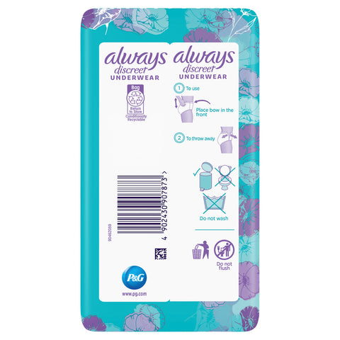 Always Discreet Plus Underwear 9 Medium Pants For Bladder Leaks and Adult Incontinence