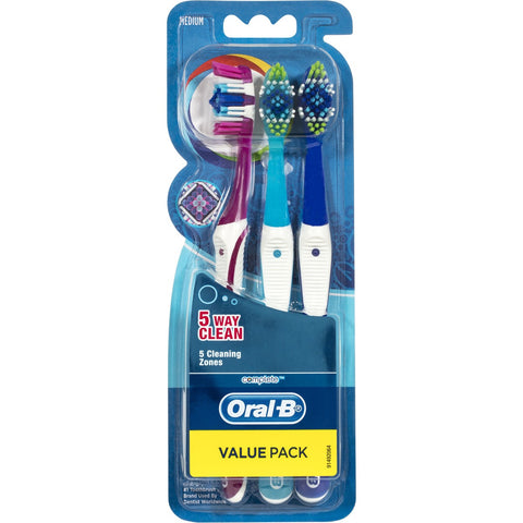 Oral-B Complete 5 Way Clean Toothbrush Medium 3 Pack