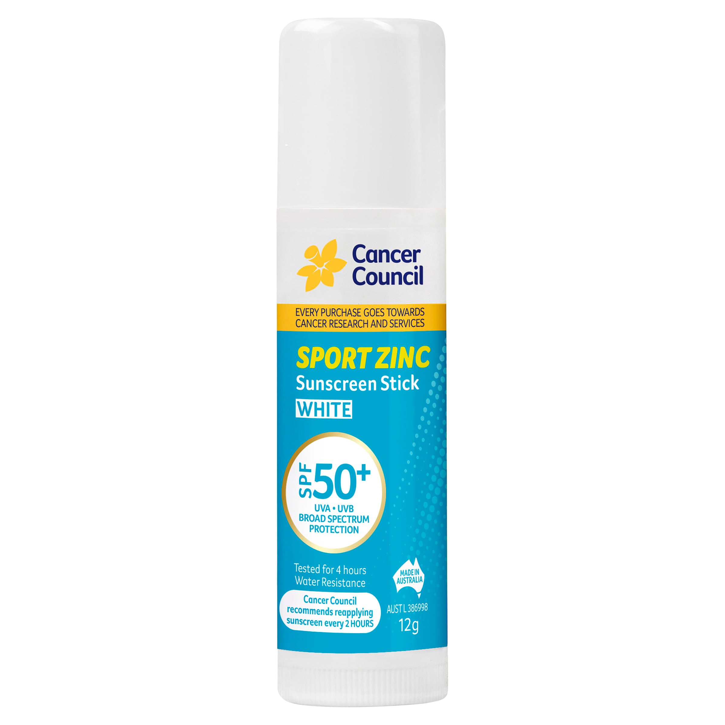 Cancer/C SprtZincStk Wht SPF50+ 12g