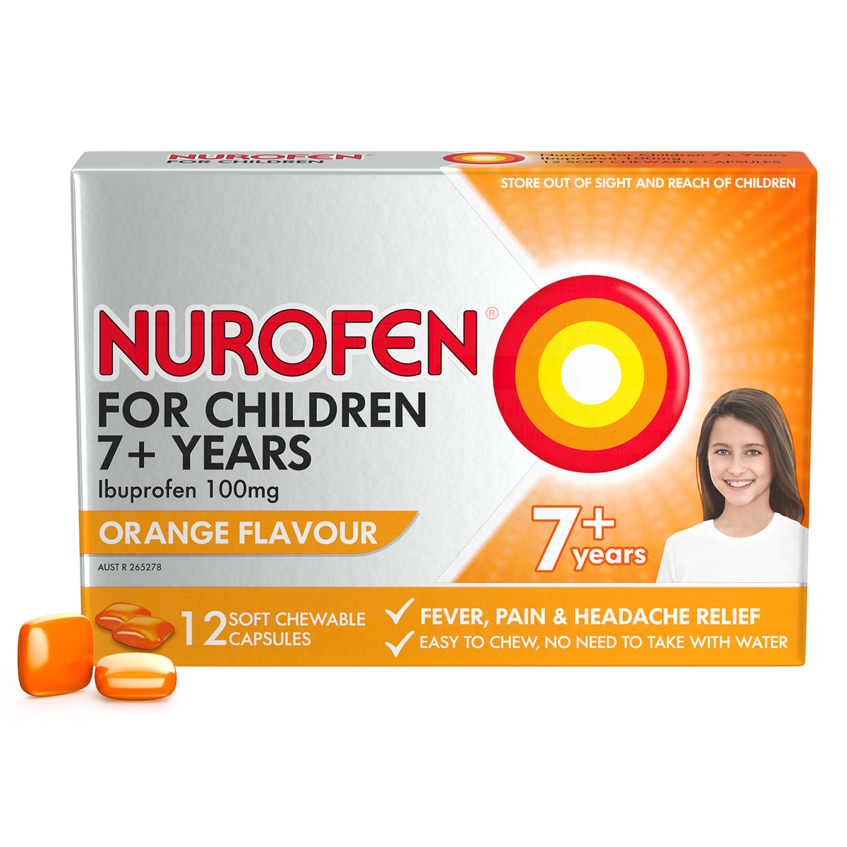 Nurofen Chld 7+ Orng Chew Cap 12