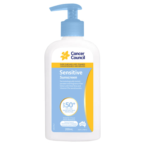 Cancer Council Sensitive Sunscreen SPF50+ 200ml