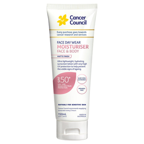 Cancer Council Face Day Wear Moisturiser Face & Body Matte Finish SPF50+ 150ml