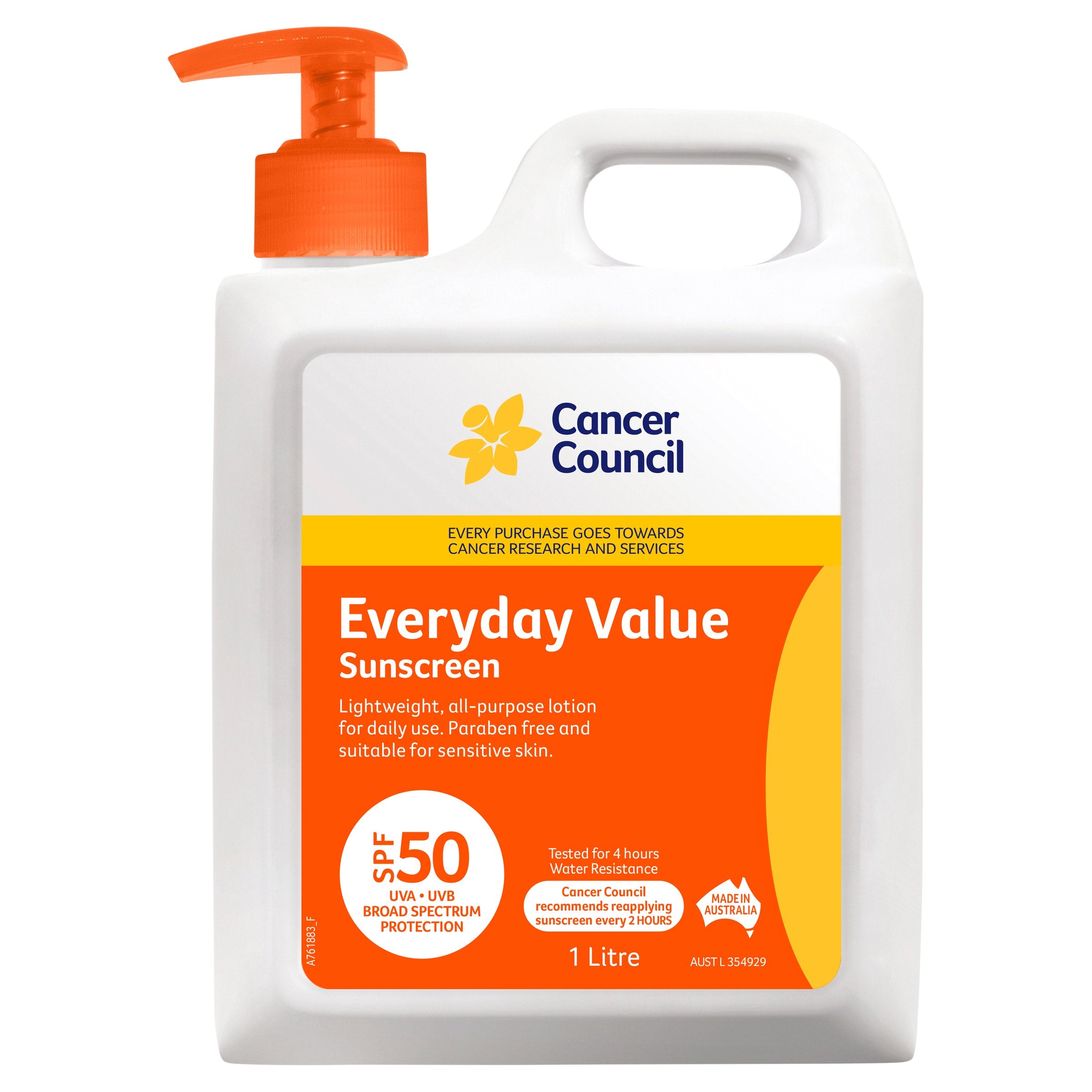 Cancer/C EDay Val SPF50 1Ltr