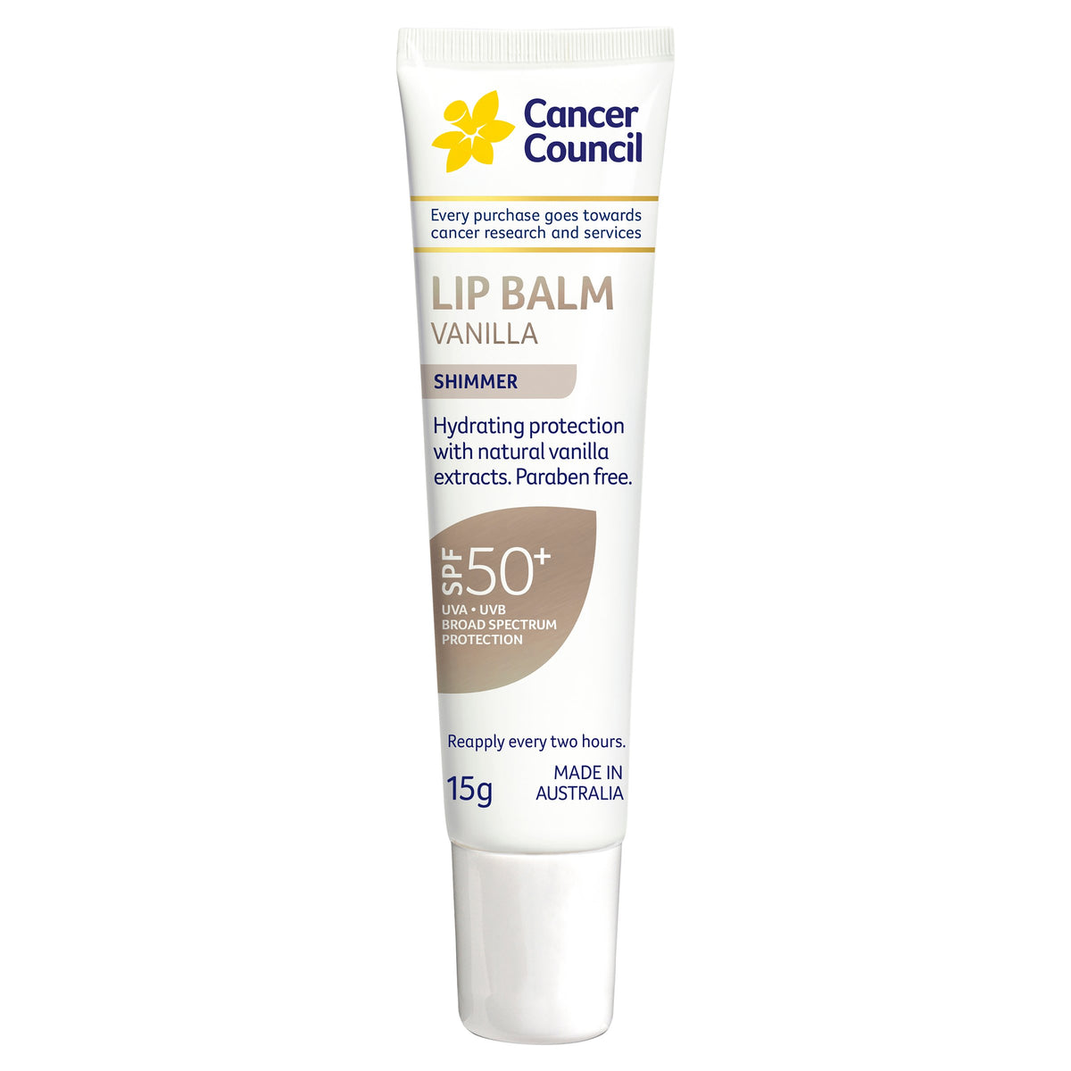 Cancer Council Lip Balm Vanilla SPF50+ 15g