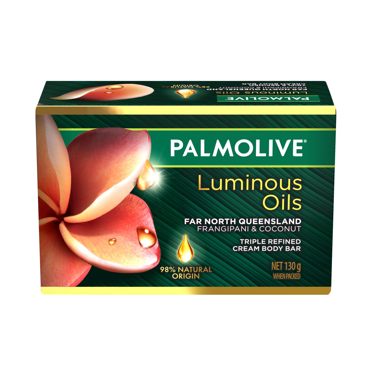 Palmolive Cream Body Bar Luminous Oils 130g, Far North Queensland Frangipani & Coconut, Nourish & Glow