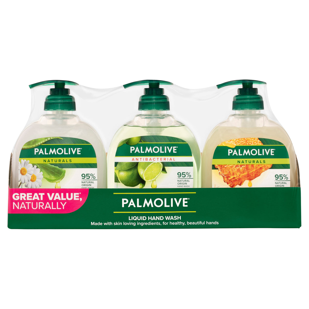 Palmolive Liquid Hand Wash Lime, Milk & Honey, Aloe Vera & Chamomile 3 x 250mL