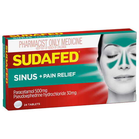 Sudafed Sinus Pain Rlf Tab 24 S3 – OzChemist Australia