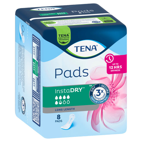 TENA Pads InstaDRY™ Long Length 8 Pack