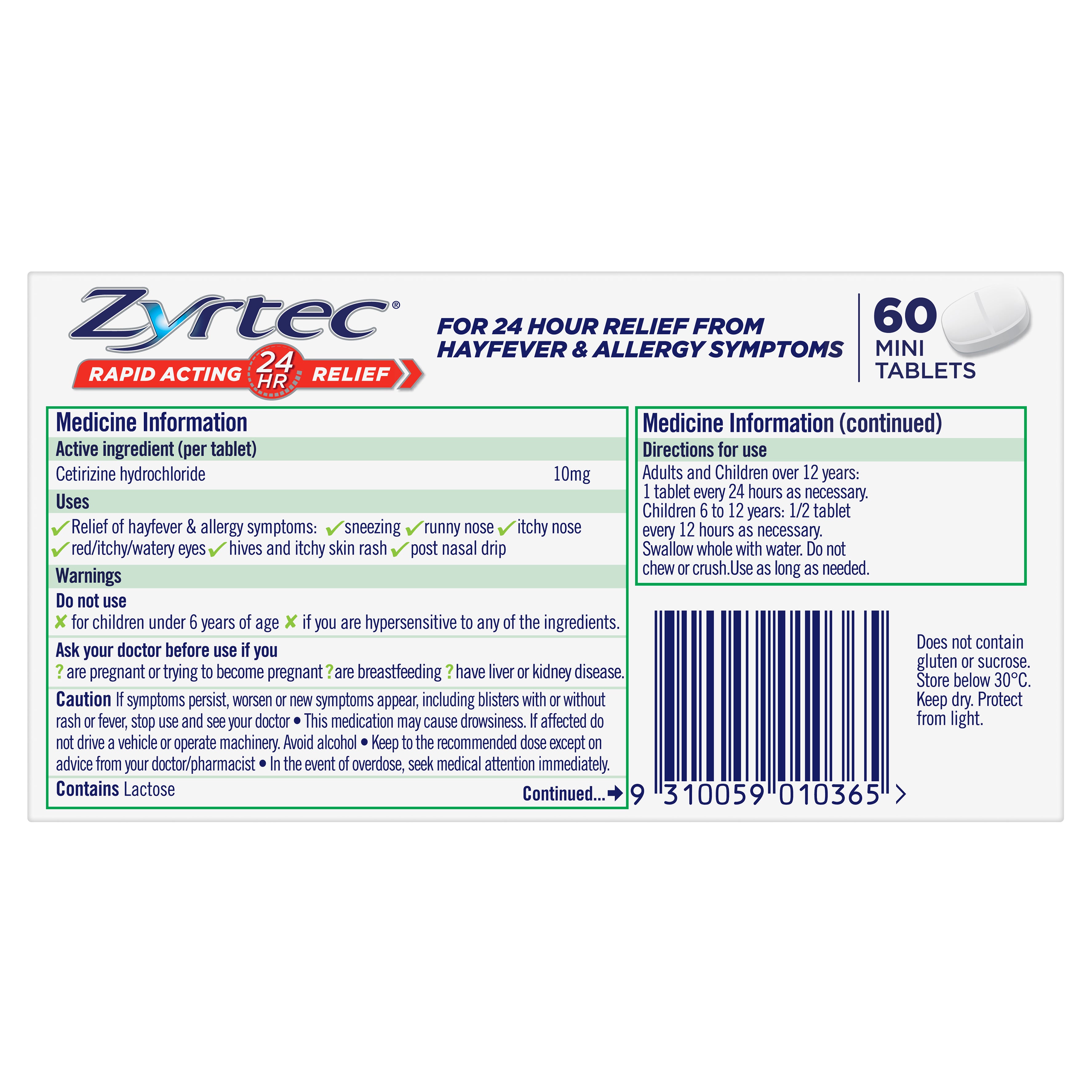 Zyrtec Tab 10mg 60