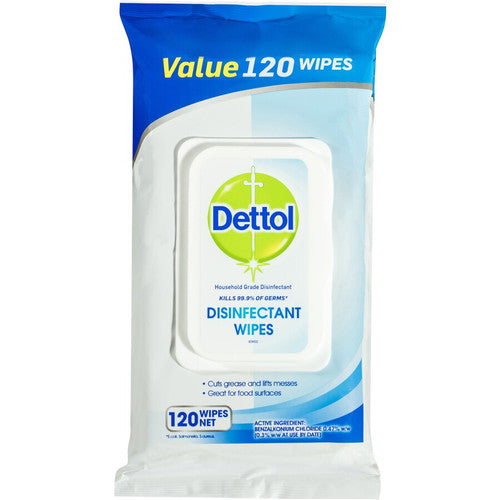 Dettol Antibacterial Disinfectant Surface Cleaning 120 Wipes