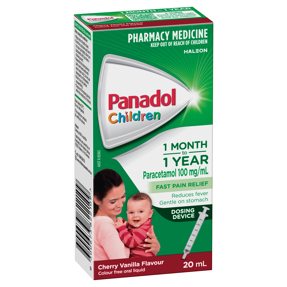 Panadol Children 1 Month – 1 Year Baby Drops with Dosing Device, Fever & Pain Relief, 20 mL