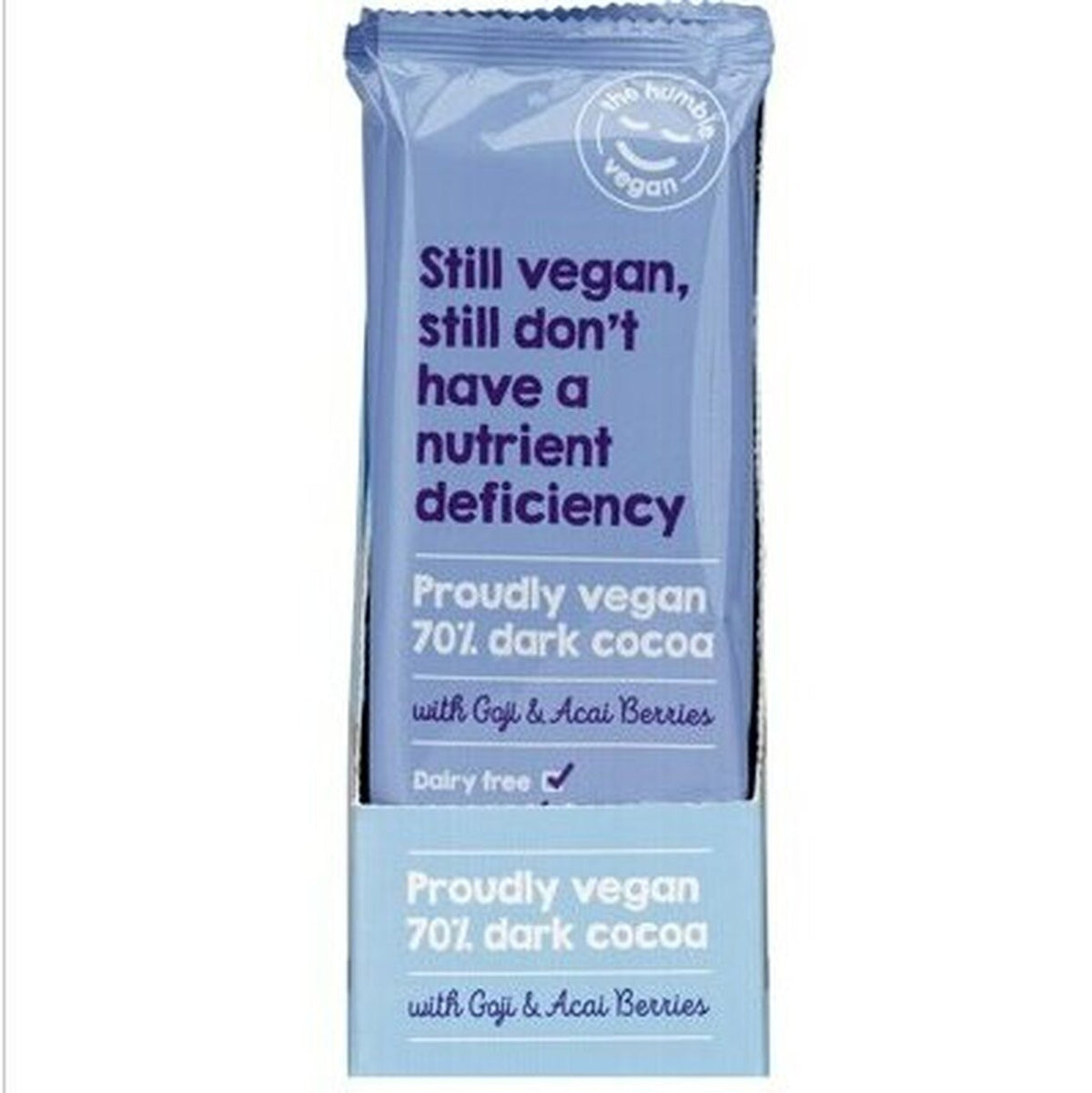 THE HUMBLE VEGAN 70% Dark Cocoa With Goji & Acai Berries 80g
