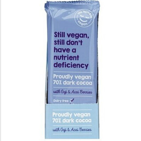 THE HUMBLE VEGAN 70% Dark Cocoa With Goji & Acai Berries 80g