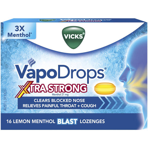 Vicks Vapodrops Xtra Strong Lemon Menthol Blast 16PK