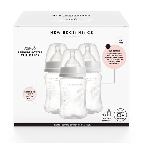 New Beginnings Feeding Pp Bottle Triple Pack 3x250mL