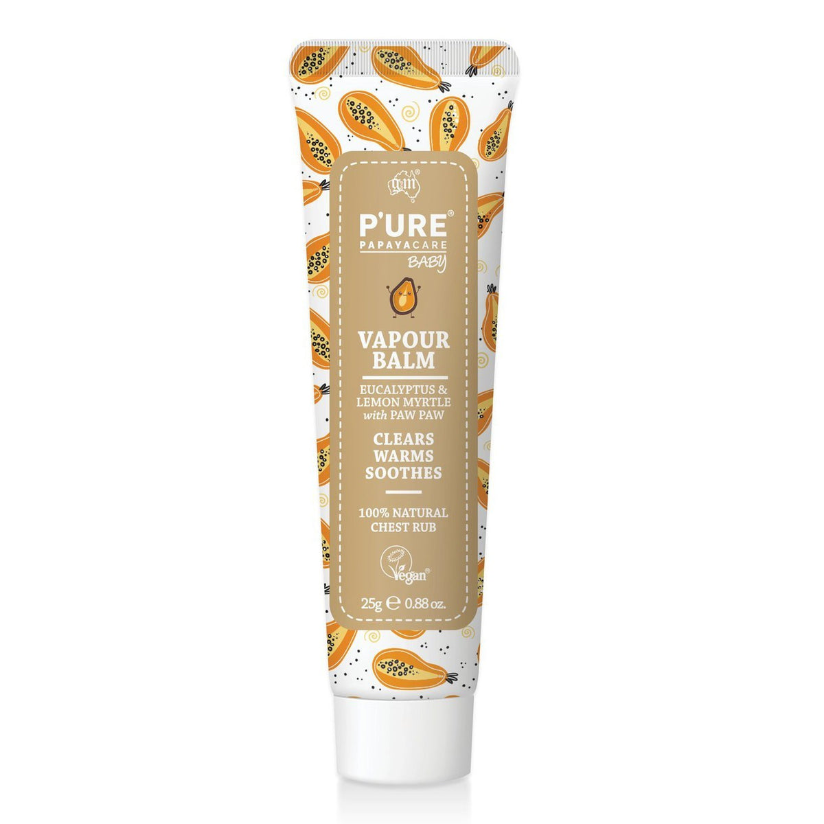 P'URE PAPAYACARE Papaya Baby Vapour Balm Eucalyptus, Lemon Myrtle & Paw Paw 25g