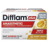 Difflam Plus Anaesthetic Honey & Lemon 32 Lozenges