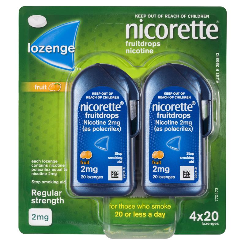 NICORETTE COOLDROPS FRUIT 2MG 80 LOZENGES
