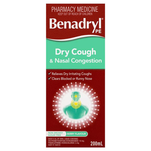 Benadryl PE Dry Cough & Nasal Congestion 200ml