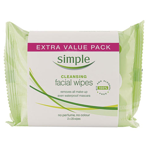 Simple Kind To Skin Facial Wipes Cleansing Twin Pack 50 Wipes