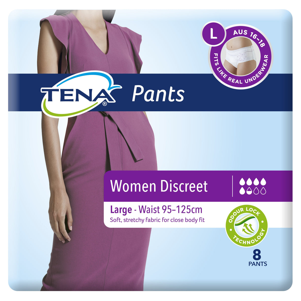 Tena Pants Women Discreet Large 8 Pack