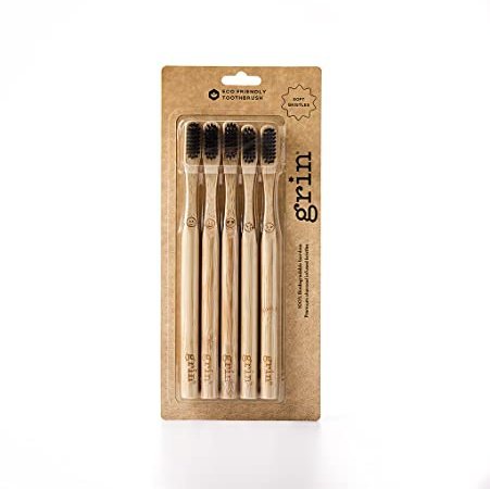 GRIN Bamboo Toothbrush (3-Pack) Soft - Emoji