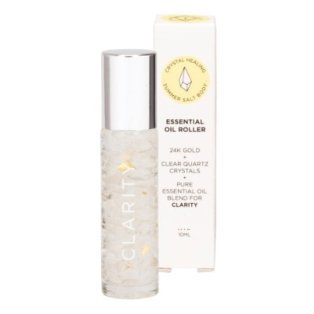 SUMMER SALT BODY Essential Oil Roller With 24K Gold Clarity - Clear Quartz Crystals 10ml