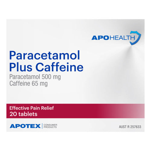 ApoHealth Paracetamol 500mg Plus Caffeine 65mg 20 Tablets