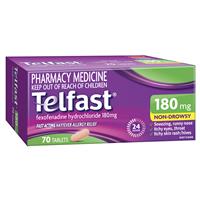 Telfast Hayfever Allergy Relief 180mg Antihistamine Tablets Non-Drowsy - 70 Pack