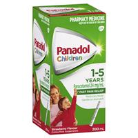 Panadol Children 1-5 Years Suspension Fever & Pain Relief Strawberry Flavour 200mL