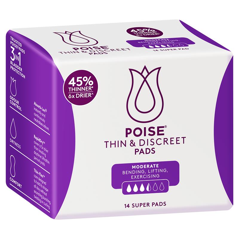 Poise Discreet Pad Super 14PK