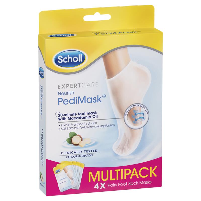 Scholl Dry Skin Macadamia Oil PediMask Multipack 4 Pairs