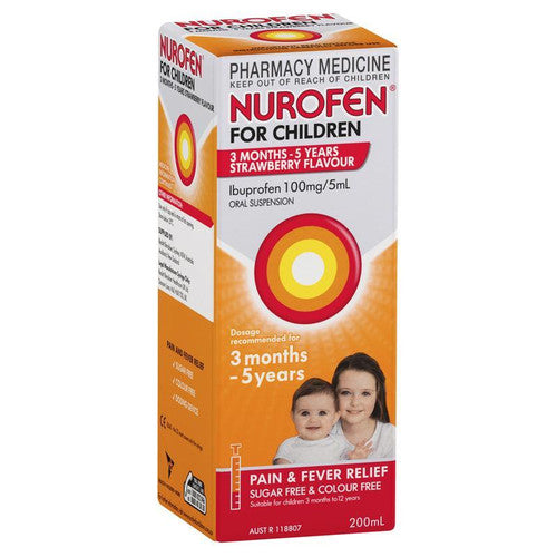 Nurofen For Children 3months - 5years Pain and Fever Relief Strawberry 200ml