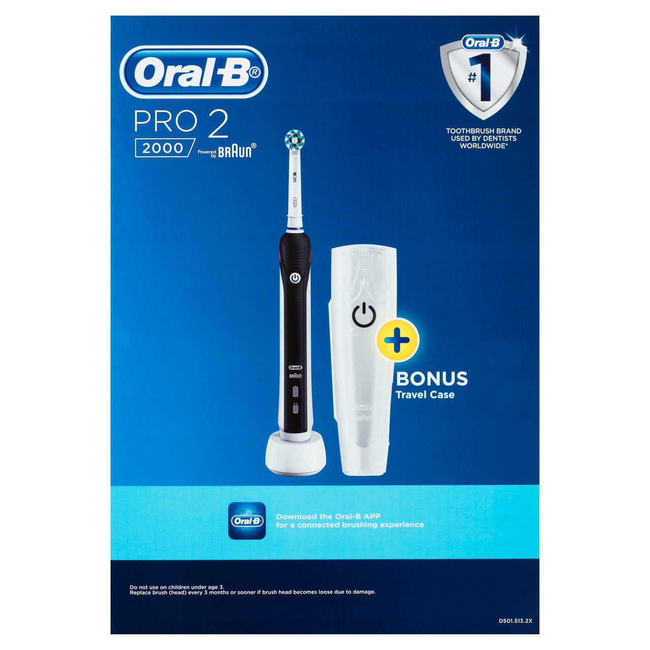 OralB Pro 2 2000 Black Electric Toothbrush + Travel Case Oz Chemist Australia
