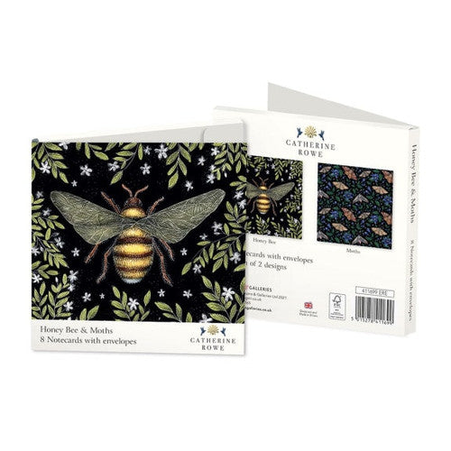 Museums And Galleries Honey Bee & Moths Square Set of 8 Notecards Wallet