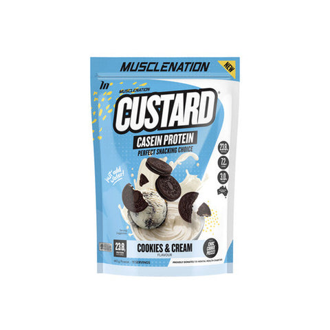 Muscle Nation Custard Casein Protein Powder Cookies & Cream 440g