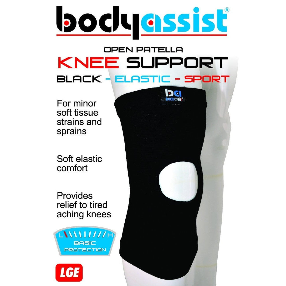 BA SPORTS ELASTIC SLIP-ON KNEE SUPPORT OPEN PATELLA