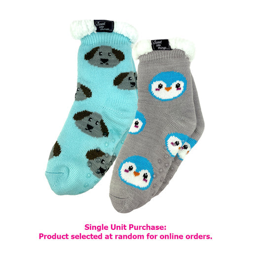Sweet Little Things Novelty Snuggle Socks in Penguin or Dog Print 1 pair