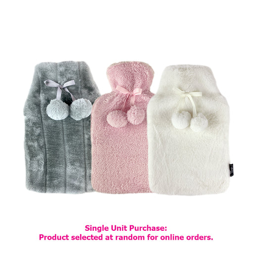 Sweet Little Things Luxe Fur Hot Water Bottle with White, Pink or Grey Cover 1ea