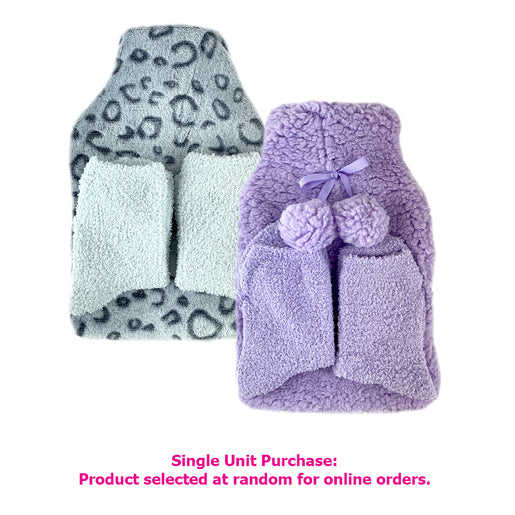 Sweet Little Things Hot Water Bottle & Sock Set in Grey or Lilac 1 set