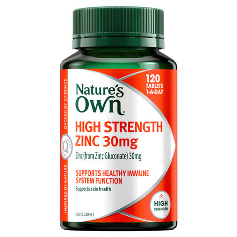 Nature's Own Zinc High Strength 30mg for Immune Support 120 tablets