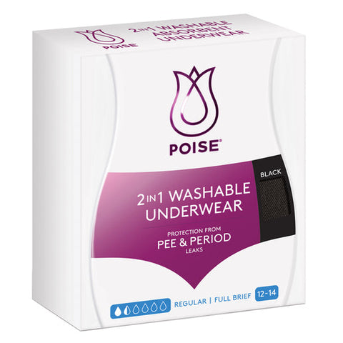 Poise Washable Underwear Black size 12-14 1 pair