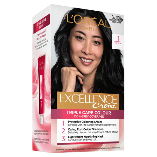 L'Oréal Paris Excellence Creme 1 Black (100% Grey Coverage) 1 pack