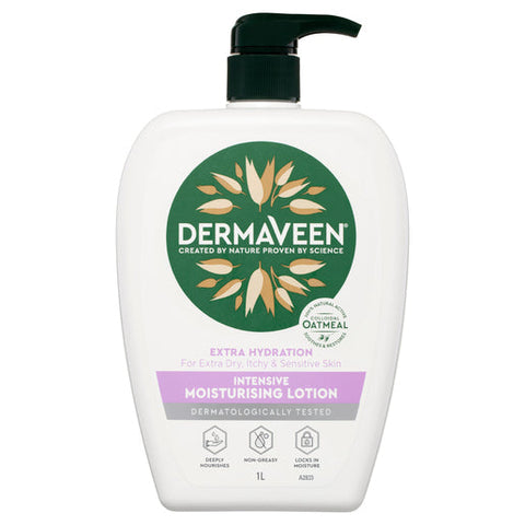 DermaVeen Extra Hydration Intensive Moisturising Lotion for Extra Dry, Itchy & Sensitive Skin 1 litre