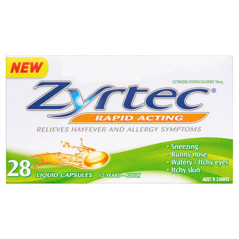 Zyrtec Hayfever Rapid Acting Liquid Capsules 28 capsules