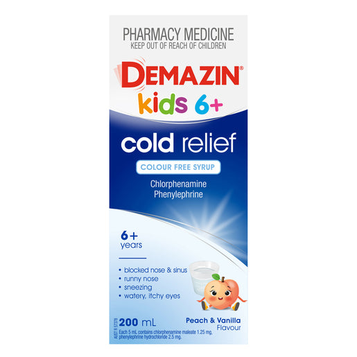 Demazin Kids 6+ Cold Relief Colour Free Syrup 200 ml