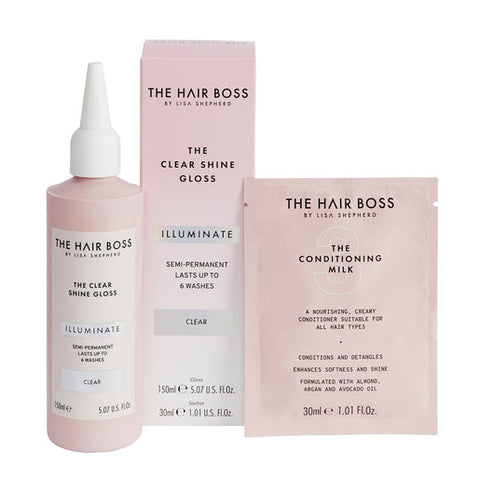 THE HAIR BOSS The Clear Shine Gloss + Conditioning Milk 2 piece