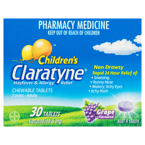 Claratyne Children's Hayfever & Allergy Relief Grape Flavoured Chewable Tablets 30 tablets