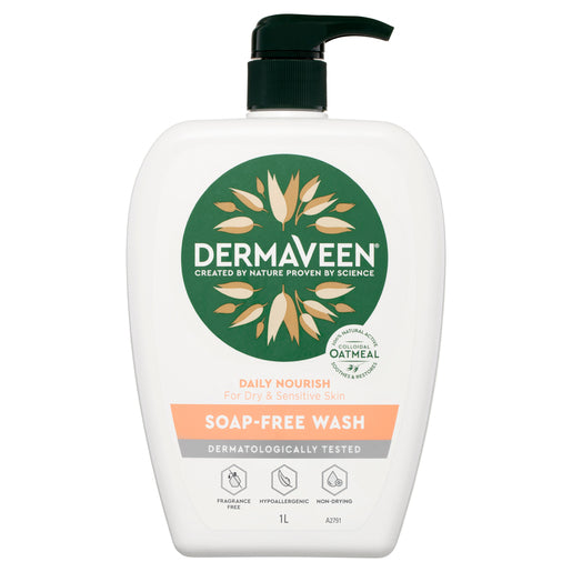 DermaVeen Daily Nourish Soap-Free Wash for Dry & Sensitive Skin 1 litre